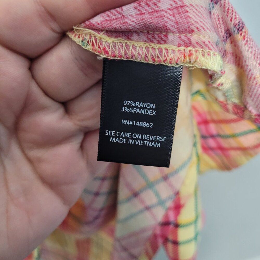 Torrid Yellow Multi Plaid Stretch Challis Sleeveless Shirt Dress plus size 6x - Picture 7 of 9